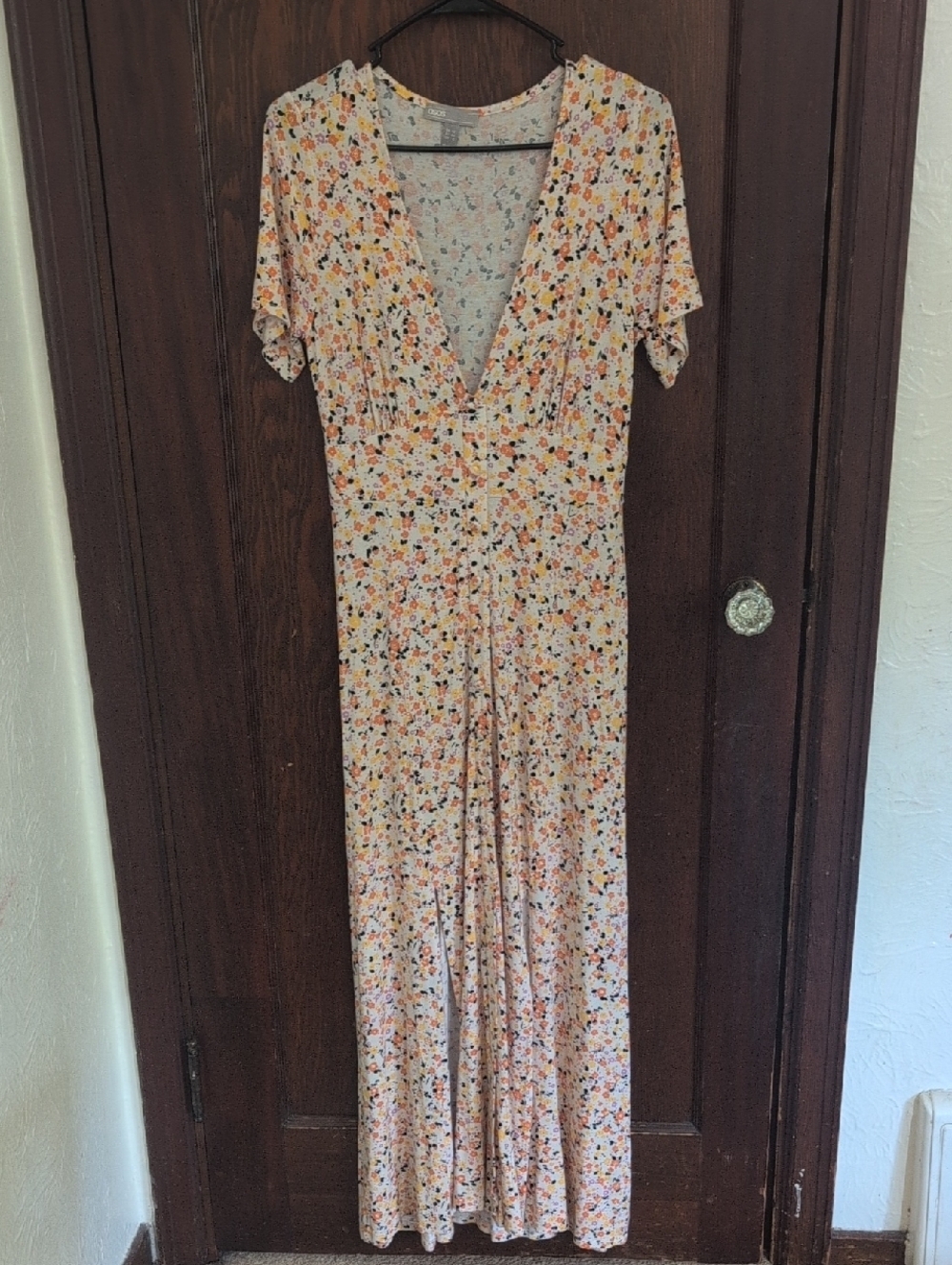 ASOS Blush Floral V-Neck Maxi Dress
